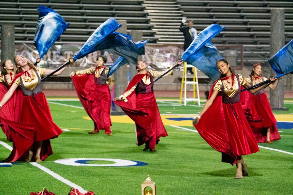The West Ranch Wildcat Marching Band and color gaurd perform at the 41st annual Hart Rampage competition held at College of the Canyons in Valencia, Calif. on Nov. 1, 2025. Katherine Quezada/The Signal