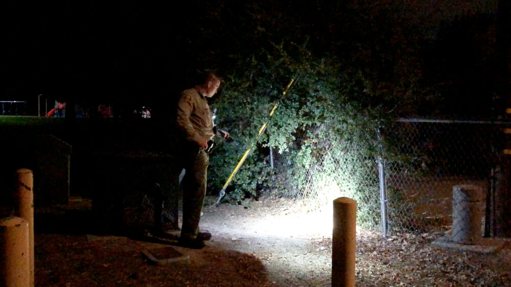 Authorities investigate reports of a shooting on the 22200 block of Park Street in Newhall on Tuesday. Signal Staff photo.