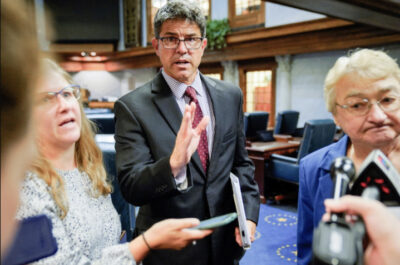 Indiana state Sen. Rodric Bray speaks to reporters in Indianapolis on July 25, 2022. Cheney Orr/Reuters