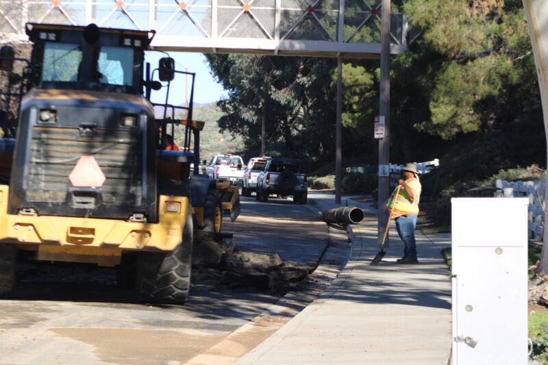 Workers repair the asphalt near the intersection of McBean Parkway and Sunset Hill Drive on Tuesday, Dec. 9, 2025. Susan Monaghan/The Signal