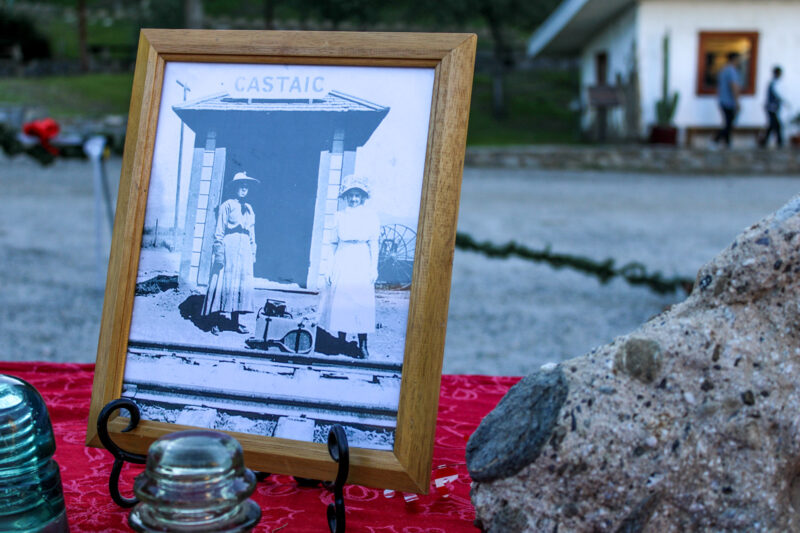 A photo of early Castaic residents sits on a display table during the Santa Clarita Valley Historical Society's Polar Express Experience on Saturday, Dec. 6, 2025. Susan Monaghan/The Signal