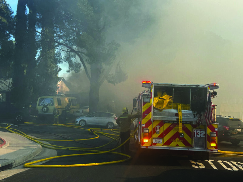 Firefighters were called to battle a working structure fire at the 29100 block of Flowerpark Drive Saturday afternoon on Dec. 13, 2025. Katherine Quezada/ The Signal