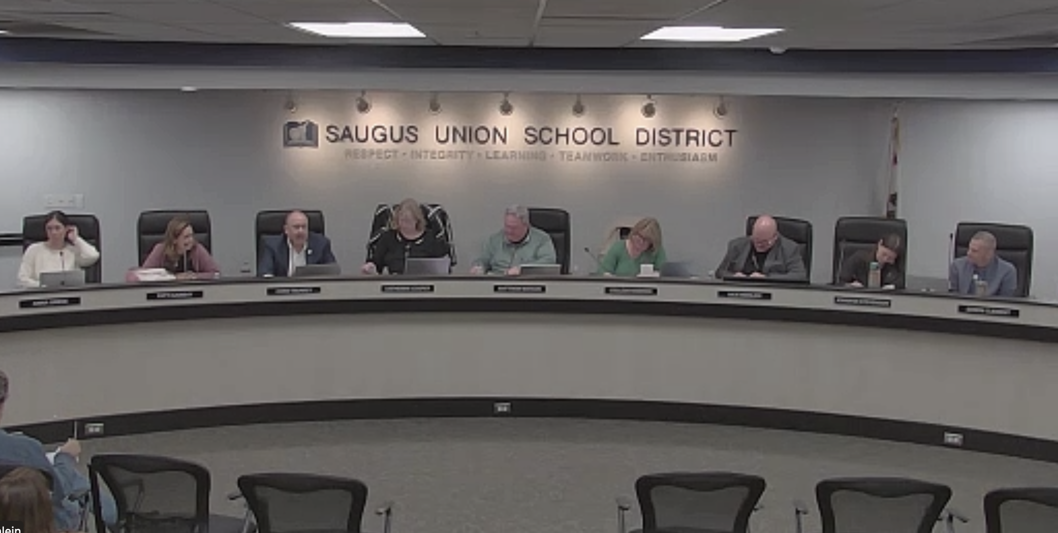 The Saugus Union School District’s governing board named Matthew Watson as the 2026 board president during Tuesday’s organizational meeting. Screenshot from Saugus district video.