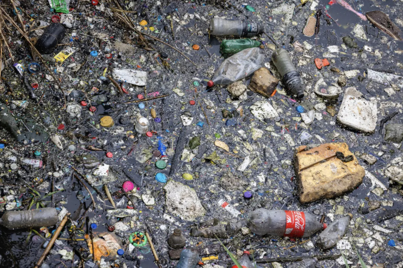 Trash builds up along the Tijuana River outside of San Diego on Sept. 19, 2024. Photo by John Fredricks.