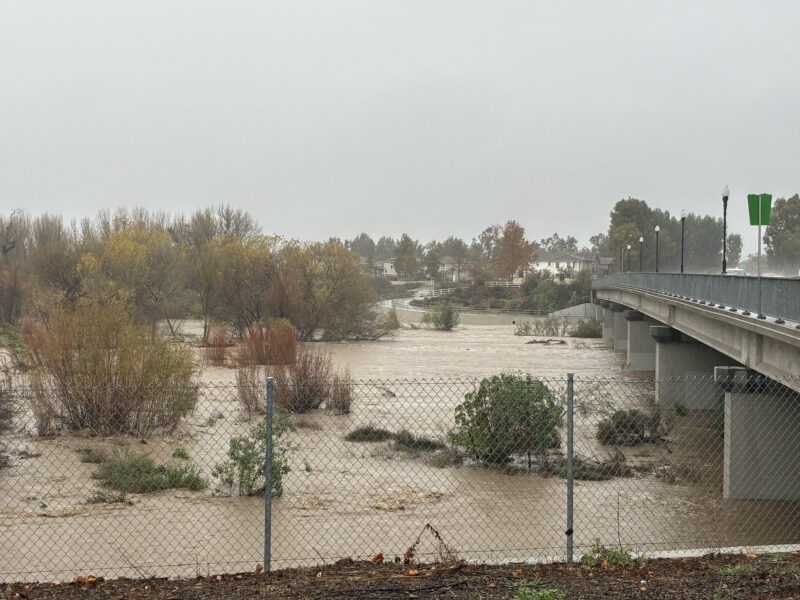 The riverbeds flood with water near McBean Parkway and the Iron Horse Trail entrance in Valencia, Wednesday, Dec. 24, 2025. Kamryn Martell/The Signal