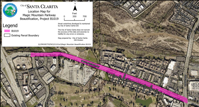 The Santa Clarita City Council recently approved approximately $10 million in street changes, with nearly $8 million expected to go towards street improvements on the segment of Magic Mountain Parkway between Tourney Road and Avignon Drive. Courtesy graphic.