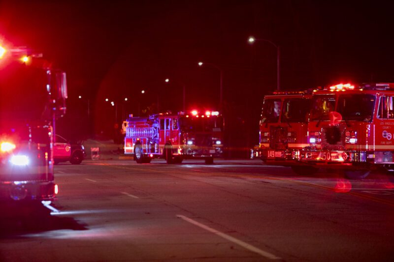 Deputies and firefighters were on the scene at Ridge Route Road in Castaic in response to a gas line explosion on Saturday, Dec. 27, 2025. Habeba Mostafa/ The Signal