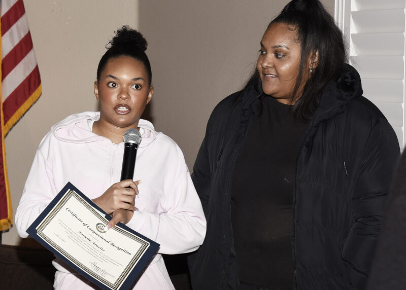 The Santa Clarita Valley chapter of the NAACP recently held its 2025 scholarship ceremony at the Valencia Northpark Clubhouse. The scholarship recipients were Aarielle Arnette, Alexander Browne and Bailei Johnson, who graduated from SCV high schools in 2025 and are now in their freshman year at Southern California universities. Courtesy photo.