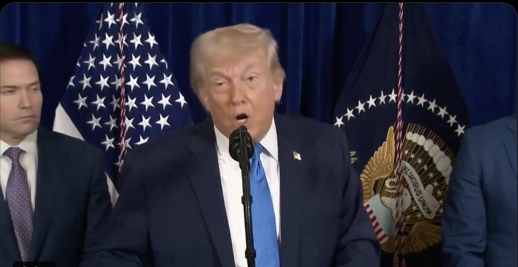 President Donald Trump speaks during a news conference announcing the U.S. military strike and capture of Venezuelan leader Nicolas Maduro on Saturday, Jan. 3, 2026. Screenshot from the White House account on X.
