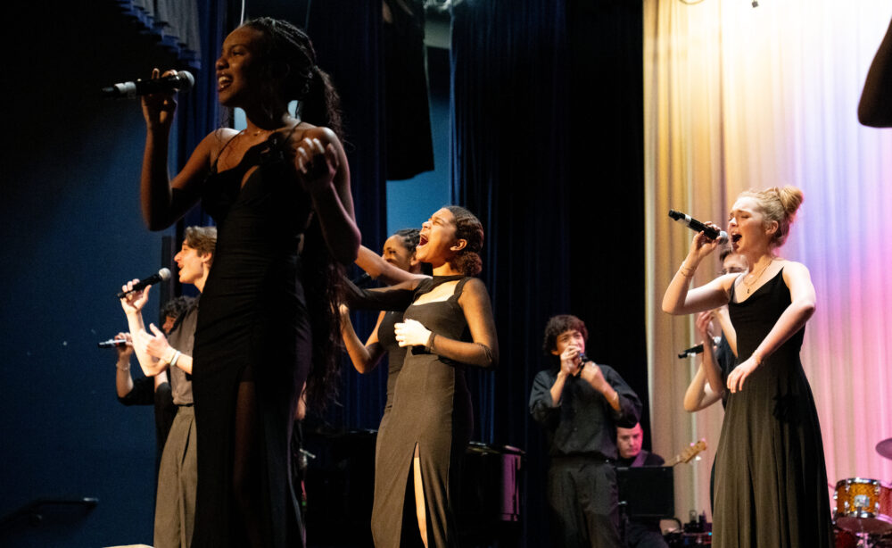 Valencia High School’s Two ’N Four Vocal Jazz Ensemble perform a free preview concert on Tuesday, Jan. 6, 2026 before they are set to go to New Orleans for the Jazz Education Conference. Katherine Quezada/The Signal