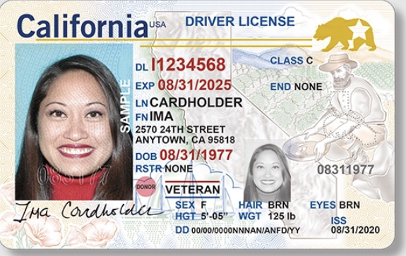 An example of a California Real ID. Courtesy of the California Department of Motor Vehicles