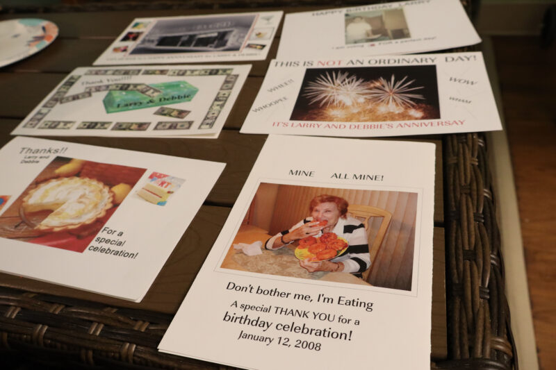 Some cards that Shirley has made over the years at her home at Atria Senior Living in Newhall, Calif., Wednesday, Jan. 14, 2026. Kamryn Martell/The Signal