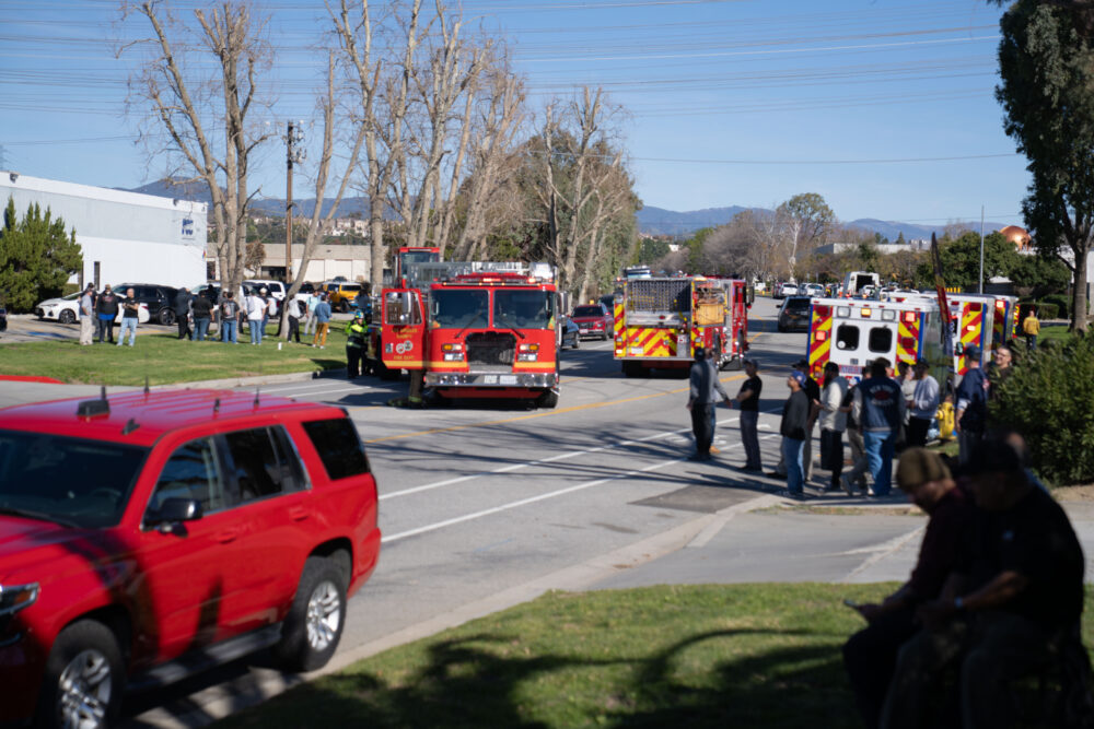 The Los Angeles County Fire Department respond to a HAZMAT situation at a business in the Valencia Industrial Center on Thursday, Jan. 15, 2026. Katherine Quezada/The Signal