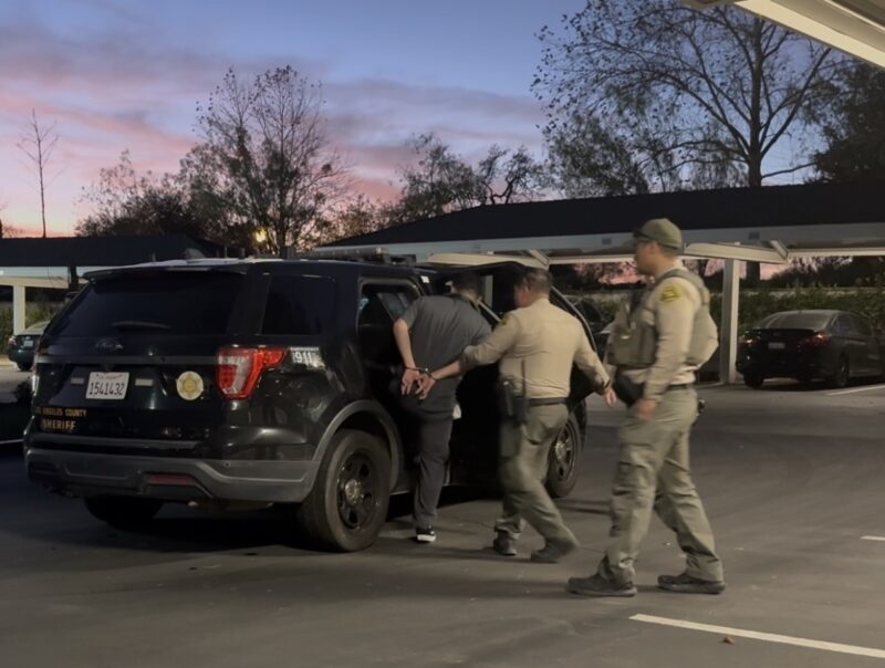 A hit-and-run suspect was arrested on the 24100 block of Newhall Ranch Road in Valencia on Friday afternoon, according to reports from the scene. Signal staff photo.