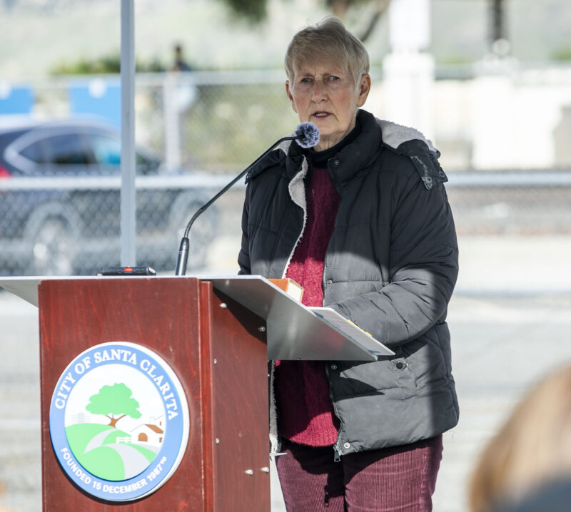 Santa Clarita Mayor Laurene Weste leads the Via Princessa Park groundbreaking ceremony at Via Princessa Metrolink Station on Thursday, Jan. 22, 2026. Habeba Mostafa/ The Signal