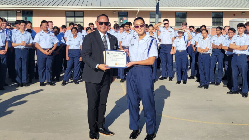 Cadet Sophia Nabiev, of Valencia High School, received special recognition as a top performer in the Air Force Junior Reserve Officers' Training Corps program at Valencia High School. Courtesy photo.