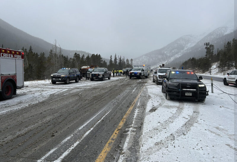 First responders were dispatched to the area around 8:53 a.m. on Interstate 70. Photo from the Clear Creek County Sheriff's Office via Facebook.
