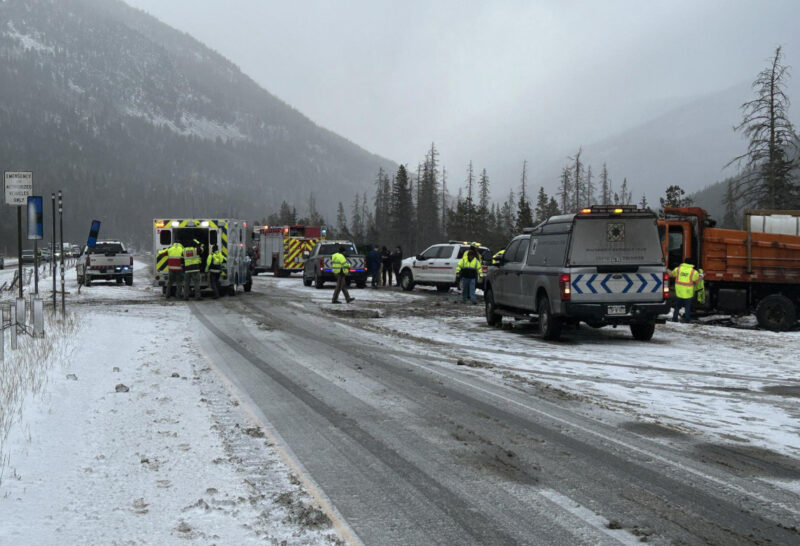 The driver of the Sprinter van was pronounced dead on scene after a multi-vehicle traffic collision on Interstate 70 early Wednesday morning. Photo from the Clear Creek County Sheriff's Office via Facebook.