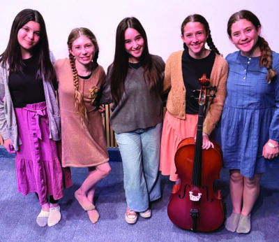 The cast and director of "Never Forget" from left to right: Madelyn Friedman, Charlie Seigel, Bayley Tanenbaum, Isabella Campbell and Olivia Liff. Courtesy photo/Alli Seigel