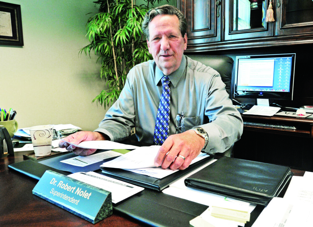 Retiring Sulphur Springs Union School District Superintendent Robert Nolet in his office on Friday., June 6, 2014. Signal file photo.