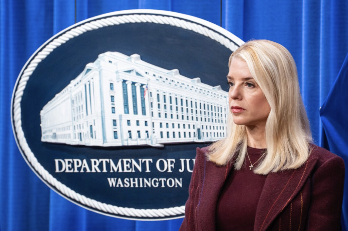 Attorney General Pam Bondi speaks during a news conference at the U.S. Department of Justice in Washington on Nov. 19, 2025. Photo by Madalina Kilroy.