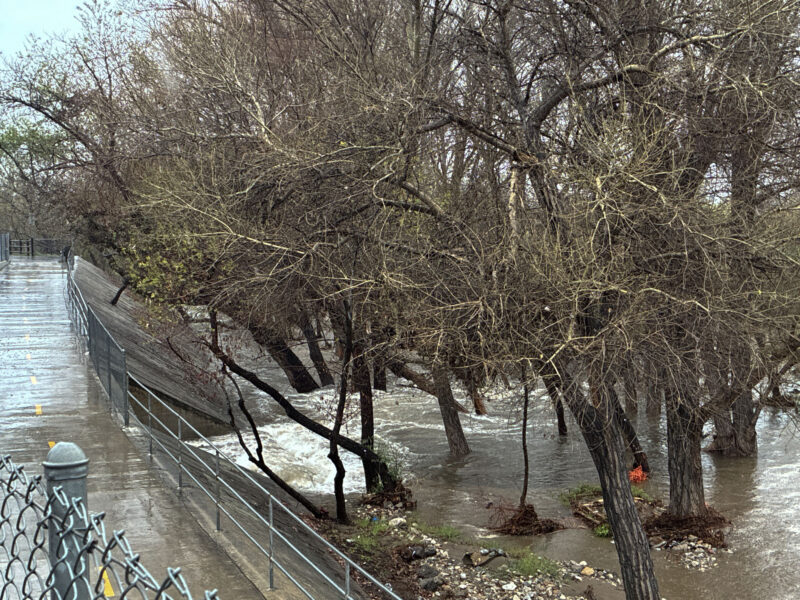 The wash near McBean Parkway fills up with water, Monday, Feb. 16, 2026. Kamryn Martell/The Signal