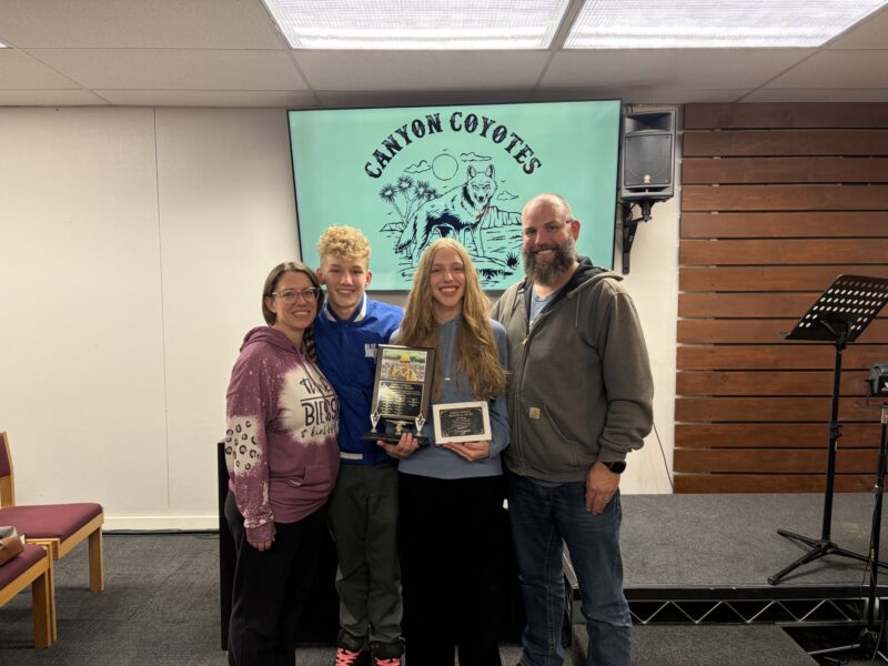 The Canyon Coyotes 4-H club presents an award each year to the senior whom the members believe has contributed the most to the club. For the second time in club history, it was a tie: Michael Chourbagi and Evelett Sparks tied for the Chris Carroll Award. Courtesy photo.