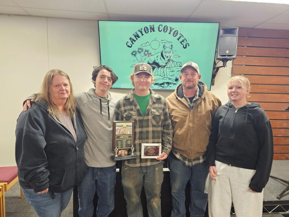 The Canyon Coyotes 4-H club presents an award each year to the senior whom the members believe has contributed the most to the club. For the second time in club history, it was a tie: Michael Chourbagi and Evelett Sparks tied for the Chris Carroll Award. Courtesy photo.
