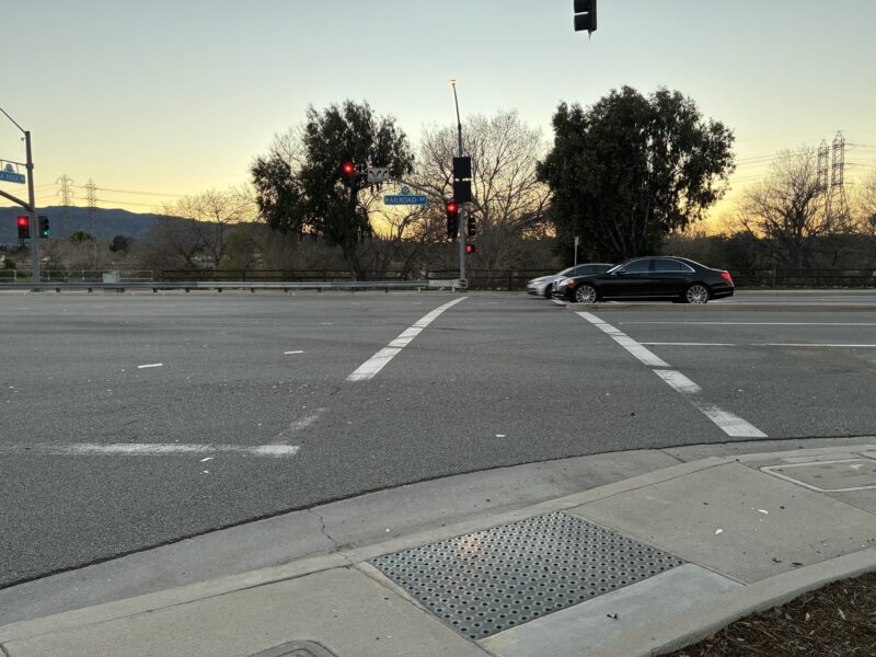 Glass and small car pieces are left behind after a traffic collision on Railroad Avenue and Oak Ridge Drive, Sunday, Feb. 22, 2026. Kamryn Martell/The Signal