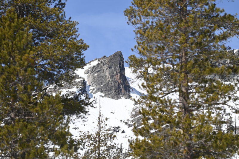 Snow blankets mountains near the meadow where the California Department of Water Resources conducts the third media snow survey of the 2026 season at Phillips Station in the Sierra Nevada. The snow survey is held approximately 90 miles east of Sacramento off Highway 50 in El Dorado County. Photo taken February 27, 2026.
