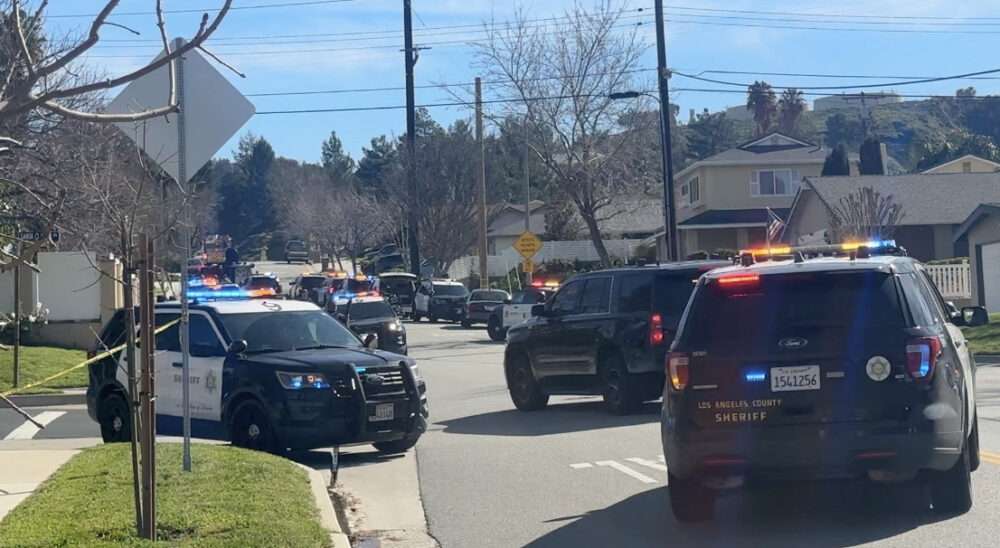 L.A. County sheriff’s deputies and Fire Department personnel were called to a report of shots fired in a home near a Saugus elementary school on Wednesday morning, prompting a lockdown of the school shortly after 9 a.m.  Katherine Quezada/The Signal