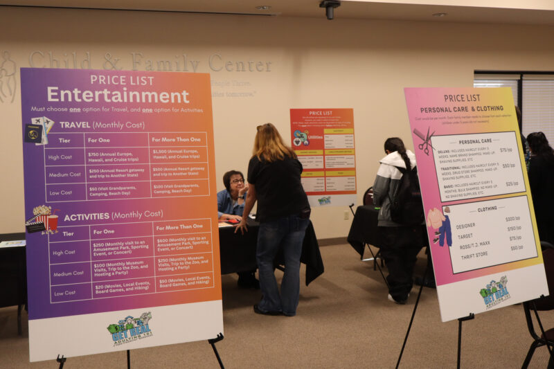 Some boards are posted with options for Bowman High School students to "buy" at the JCI Santa Clarita's "Get Real: Adulting 101" financial literacy event at Child & Family Center in Canyon Country, Calif., Wednesday, March 4, 2026. Kamryn Martell/The Signal