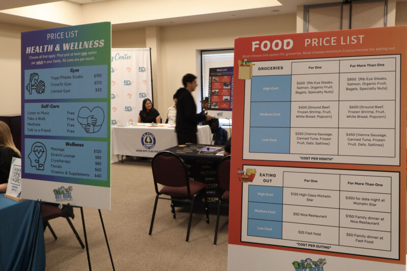Some boards are posted with options for Bowman High School students to "buy" at the JCI Santa Clarita's "Get Real: Adulting 101" financial literacy event at Child & Family Center in Canyon Country, Calif., Wednesday, March 4, 2026. Kamryn Martell/The Signal