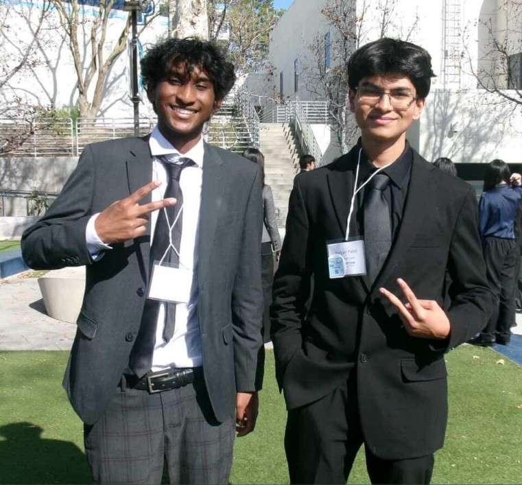 Vishwaraj Nayani (left) and Aaryan Patel (right) pose for a photo. Photo courtesy of Aaryan Patel.