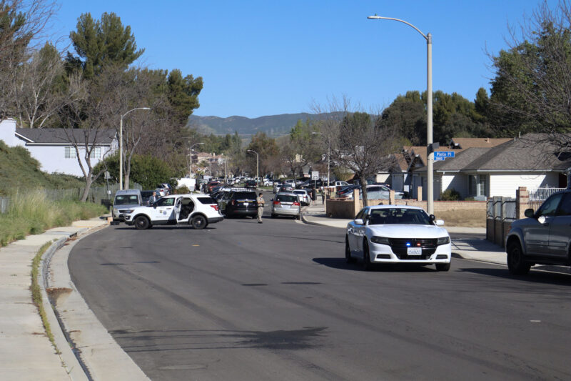 California Highway Patrol Newhall-area officers block off the area after a fatal crash on the intersection of Pinto Place and Green Hill Drive in Castaic, Calif., Wednesday, March 11, 2026. Kamryn Martell/The Signal
