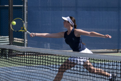 College of the Canyons women’s tennis won a second straight conference match to complete its season sweep over Antelope Valley College last week. Photo by Carla Sophia Velasco/COC Sports Information.
