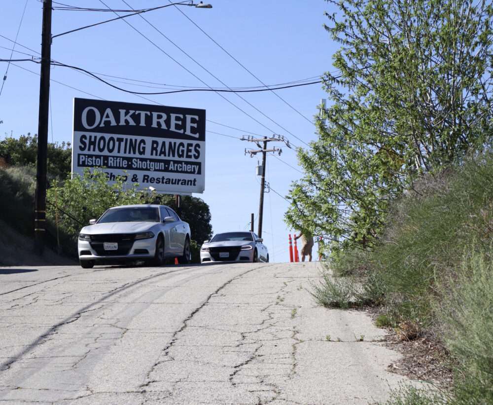 Cars leave the Oak Tree Gun Club after reports of an attempted suicide, Tuesday, March, 17, 2026. Kamryn Martell/The Signal