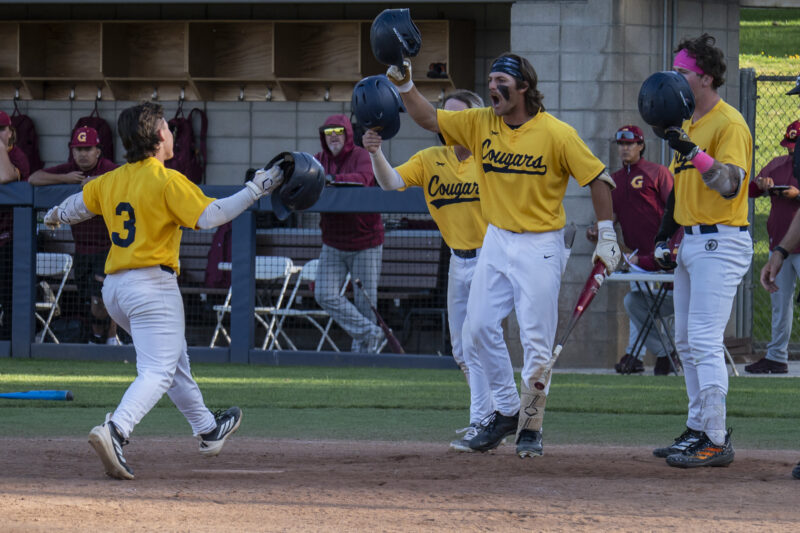 Joey Besemer and Liam Ostrom both clubbed ninth-inning home runs to power College of the Canyons past Glendale College in a dramatic 17-16 walk-off victory last week. Photo by Carla Sophia Velasco/COC Sports Information.
