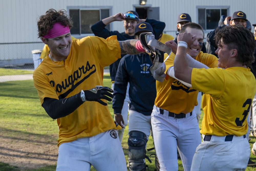 Joey Besemer and Liam Ostrom both clubbed ninth-inning home runs to power College of the Canyons past Glendale College in a dramatic 17-16 walk-off victory last week. Photo by Carla Sophia Velasco/COC Sports Information.