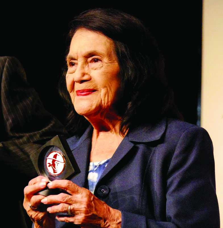 Golden Valley High School presented Dolores Huerta with the One Hart award on Aug. 30, 2024, for her courage during her advocacy days. The award was presented during her visit to the school. Katherine Quezada/The Signal
