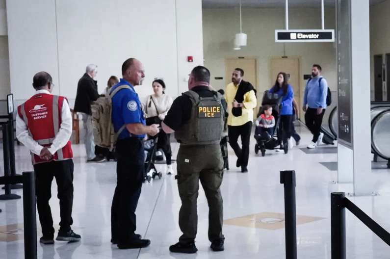 Travelers line up at the security checkpoint area at Southwest Florida International Airport in Fort Myers, Fla., on March 23, 2026. Photo by Jacob Burg.