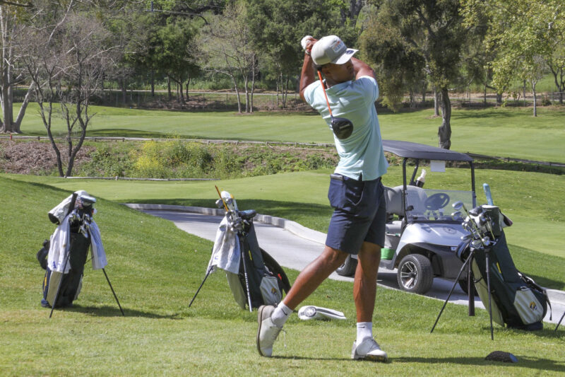 Arnaud Bouhaniche tees off for College of the Canyons at Alisal Ranch. Courtesy photo.