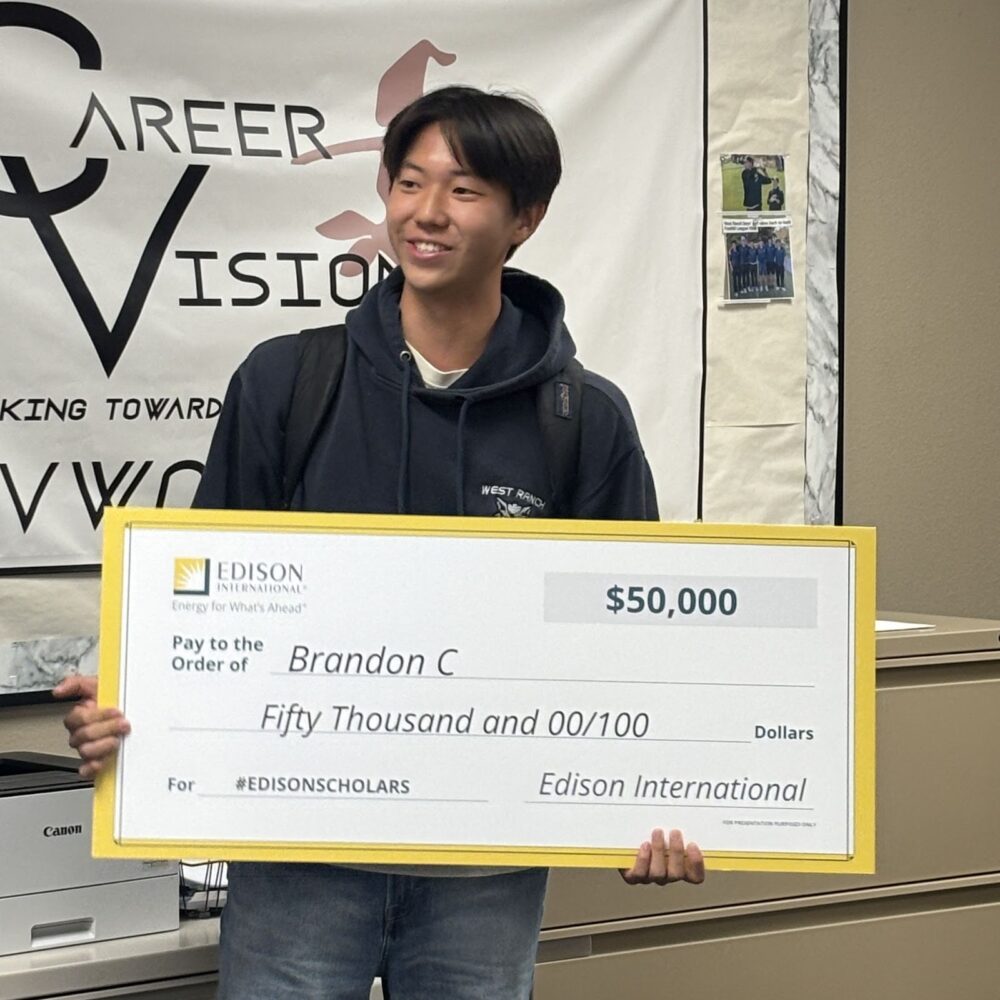 West Ranch High School senior Brandon Chang has been selected as a 2026 Edison Scholar by Southern California Edison. Photo courtesy of William S. Hart Union High School District.