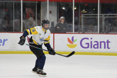 Rep. George Whitesides, D-Agua Dulce, recently participated in the annual Congressional Hockey Challenge, and wore a Lady Flyers jersey in honor of the local 12-and-under team that won a championship in February after a crash killed the father of one of the players. Courtesy photo.