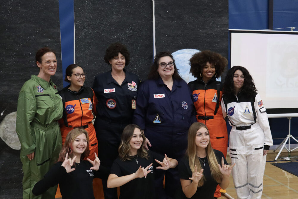 The performers take a group photo at the 16th annual "Women in History" at Saugus High School in Saugus, Calif., Monday, April 13, 2026. Kamryn Martell/The Signal