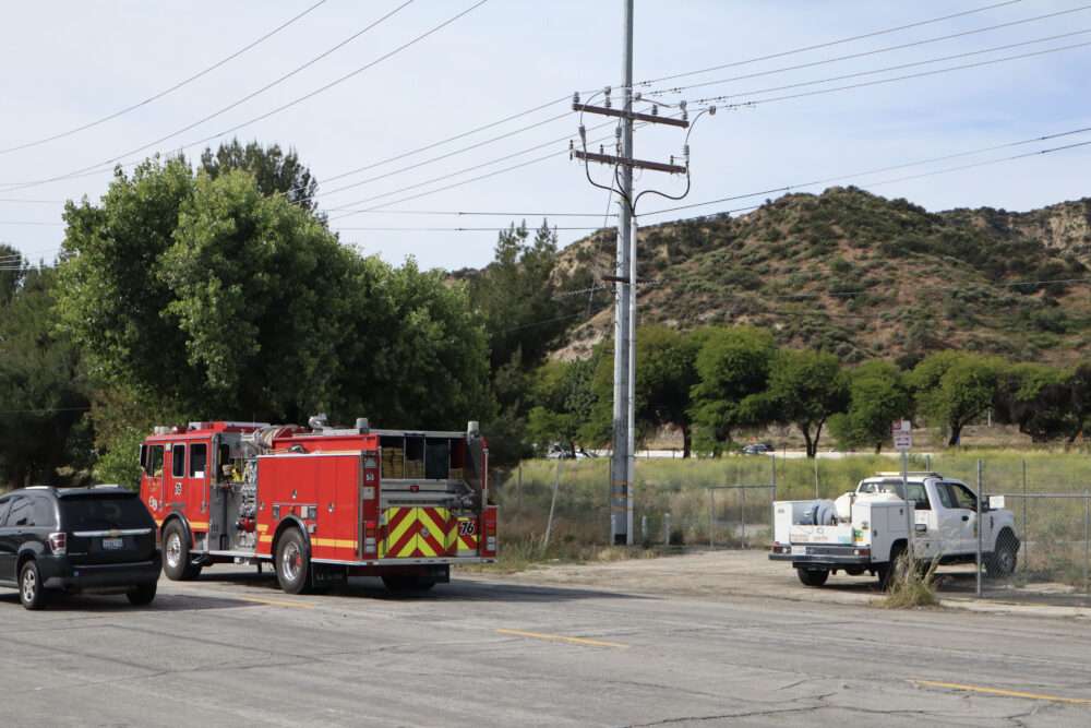A small brush fire was quickly extinguished at the 31400 block of Castaic Road in Castaic, Calif., Thursday, April 16, 2026. Kamryn Martell/The Signal
