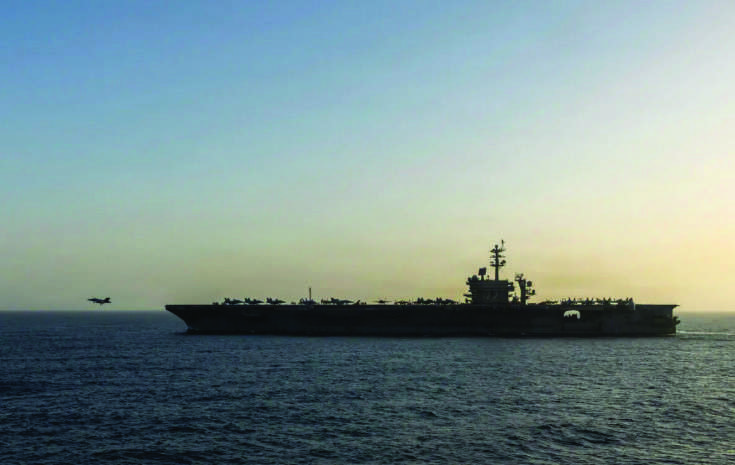 USS Abraham Lincoln (CVN 72) conducts U.S. blockade operations in the Arabian Sea on April 16, 2026. U.S. Navy via Getty Images