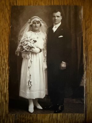 Grandma Lucy and Grandpa Levon: Steve Arklin's grandparents, shown here on their wedding day, after they both survived the Armenian genocide. Courtesy photo.
