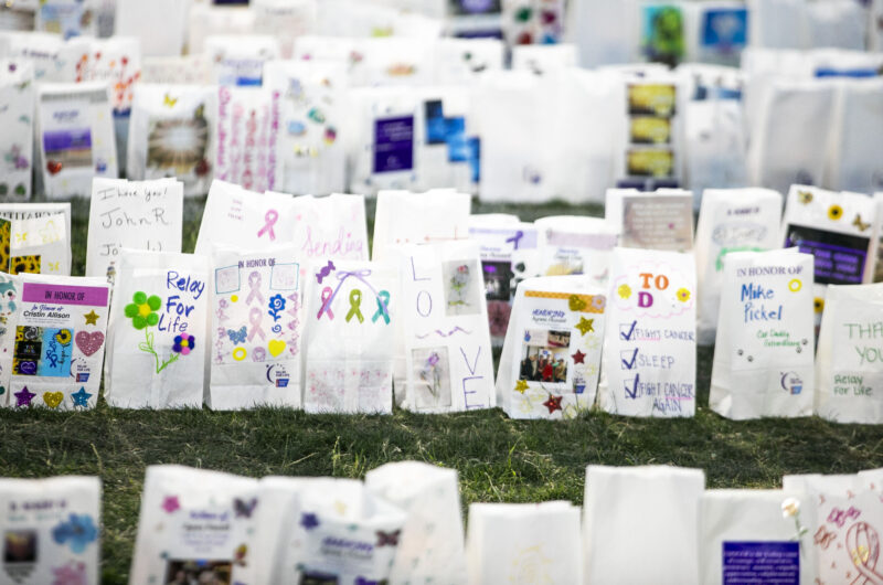 Personalized luminarias spell out the word "hope" on the field during the American Cancer Society's Relay for Life of Santa Clarita Valley at Central Park on Saturday, May 2, 2026. Habeba Mostafa/ The Signal