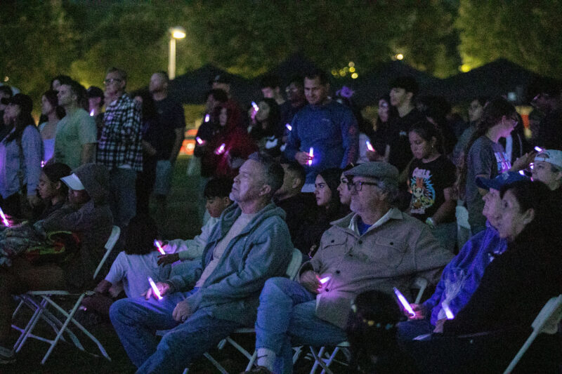 Cancer survivors and attendees light up glowsticks to honor loved ones during the American Cancer Society's Relay for Life of Santa Clarita Valley on Saturday, May 2, 2026. Habeba Mostafa/ The Signal